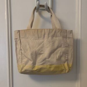 Beige and Sunwashed Yellow Canvas Tote Bag